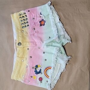Colorful Unicorn Embroidered Women's Shorts